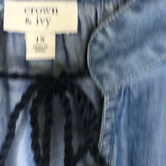 Crown & Ivy Women's 1X Blue Chambray Denim Dress - Picture 4 of 8